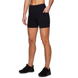 RBX Active Women's High Waist Super Soft 5" Bike Short With Pockets Black Sz L